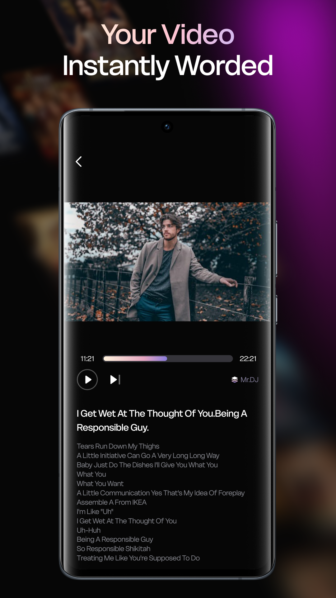 Cineri video wording screen